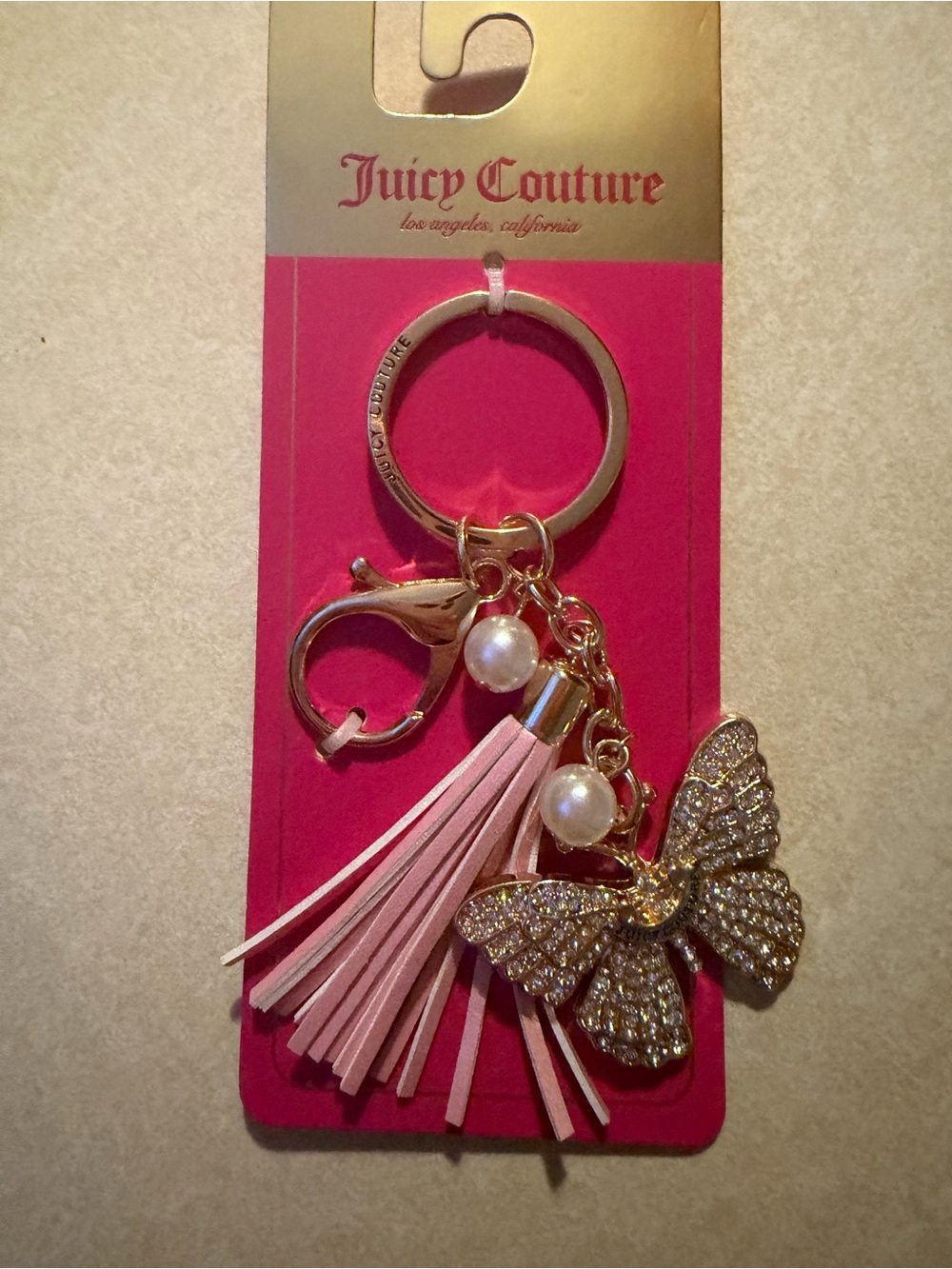 Juicy Couture Butterfly Tassle Keychain Bag Charm NWT